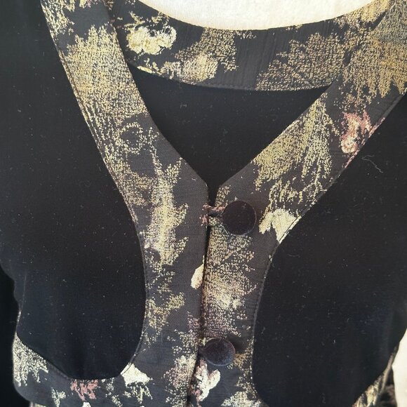 Vintage 90s Carole Little Black Velvet Maxi Dress – Faux Bolero – Size 4 - Picture 3 of 12